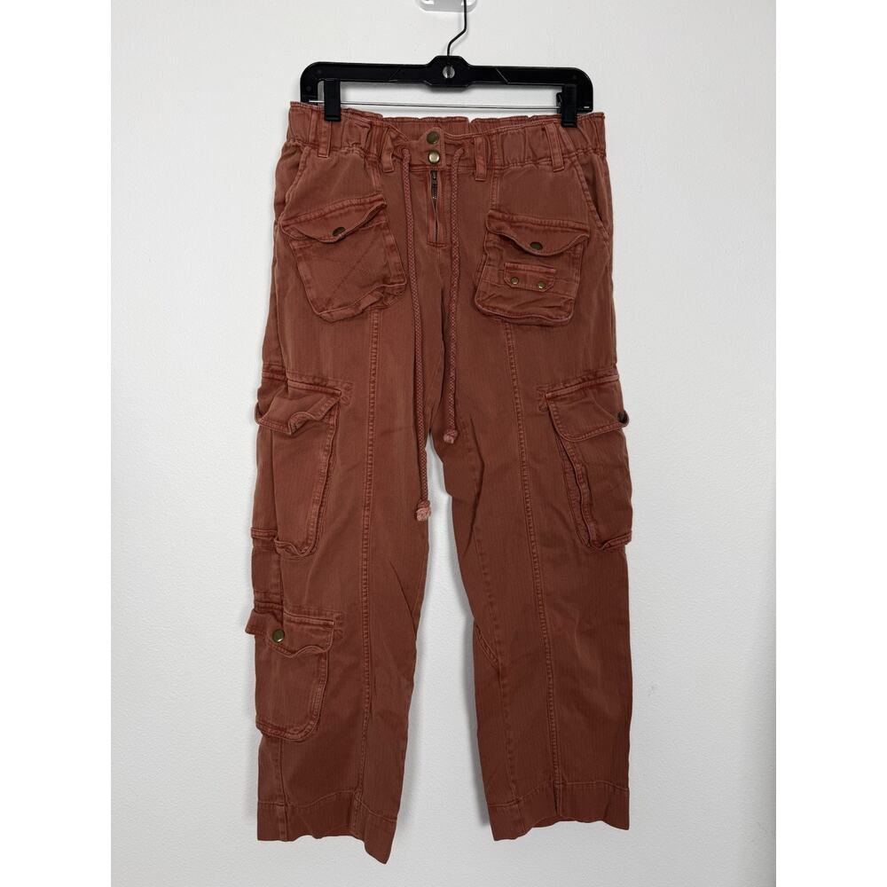 Free People Tahiti Pull-On Cargo Pants Women’s XS Red $138 Retail - Picture 2 of 9